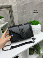 Чорний - фурн чорна - молодіжний вишуканий каркасний стильний клатч на ланцюжку під клапаном (0433)