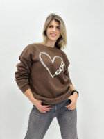 Утеплений світшот з принтом «Heart» оптом | Норма і батал 54-56, Шоколадний