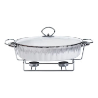 Мармит овальный фарфоровый 1,5 литра на металлической подставке с подогревом HP1023