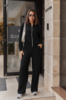 Жіночий трикотажний костюм зі штанами палаццо «Alicante» | Норма і батал| Розпродаж моделі Чорний, 54-56