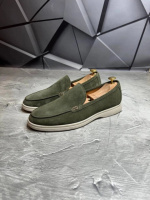 Лоферы мужские замшевые LORO PIANA Suede LUX OLIVE! Туфли мужские Лоферы олива! Натуральна ЗАМША!