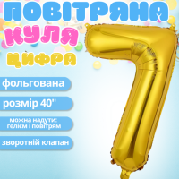 Воздушный шар в виде цифры 7 золотой,40 дюймов, фольгированый, для праздников: дня рождения, юбилеев,годовщин