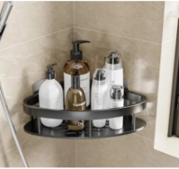 Полиця кутова для ванної підвісна металева самоклеюча універсальна