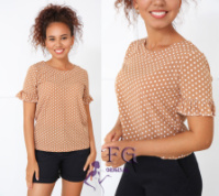 Жіноча блуза в горох «Ненсі» оптом | Распродаж моделі Бежевий, 44