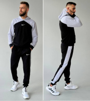 Чоловічий спортивний костюм Nike чорний з світло-сірими вставками
