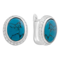 Серебряные серьги CatalogSilver с бирюзой, фианитами (60002273)