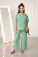 Жіночий костюм вільного крою з натурального льону «Delux» оптом | Розпродаж моделі М'ятний, 42-44