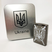 Дуговая электроимпульсная USB зажигалка Украина металлическая коробка HL-446. Цвет: черный