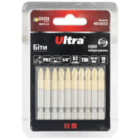 Біти PH2×50мм ¼« 10шт S2 TIN (блістер) ULTRA (4014212)