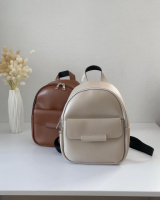 БЕЖ ТАУП — якісний, фабричний, заокруглений рюкзак із металевою фурнітурою, з кишенею спереду (Луцьк, 779)