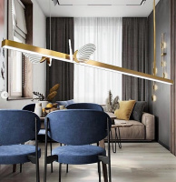 Люстра светодиодная подвесная LED светильник для квартиры на потолок лэд 26513 Золото 10-200х15х100 см.