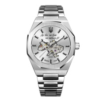 Чоловічий механічний годинник Awarder 026-3D Де би не був Silver-White з автопідзаводом та сталевим браслетом