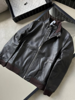 Демісезонна куртка Zegna чорного кольору з натуральної шкіри v108