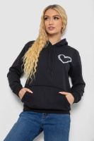 Худи женский на тонком флисе, цвет черный, 238R57162-10