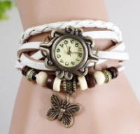 Годинник браслет з метеликом (білі)