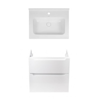 Комплект Qtap тумба підвісна Scorpio 600х585х460 мм White + раковина урізна Albatross 01 QT71SC43965