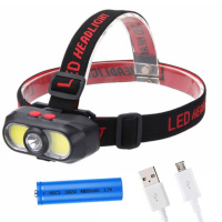 Фонарь налобный аккумуляторный KX-302-LED+2COB