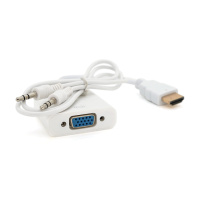 Конвертер HDMI (тато) на VGA(мама) 10cm, White, 4K/2K, Пакет + AUDIO Q250