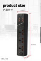 Хаб/СЗУ/подовжувач 3 розетки/4USB BKL-03 (2 м)