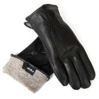 PODIUM Перчатка Мужская кожа-олень S-105 black шерсть