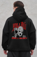 Оверсайз худі толстовка на флісі з капюшоном та принтом Without Hollow Black