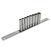 Набор длинных торцевых головок 12-гранных на планке 1/4« 8ед. 6-13мм TOPTUL GAAQ0804U-12