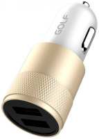 Автомобільний зарядний пристрій GOLF GF-C13 Car charger 2USB 2.1A Gold