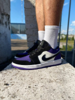 Чоловічі кросівки Nike air Jordan 1 low black white purple