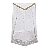 Ваза для квітів Goldland скляна 16 см, прозора з золотим обідком