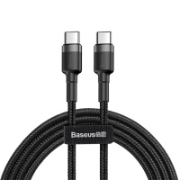 Кабель заряджання Baseus Cafule Type-C to Type-C Cable PD 2.0 60W (1m) (CATKLF-G) (Чорний/Сірий) - купити в SmartEra.ua