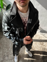 Шкіряна куртка екошкіра чоловіча стильна весна осінь