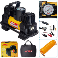 Компресор автомобільний «VOIN» VL-620 150psi/15A/85л/прикур./лiхтар/перехідник на клеми/2 циліндра