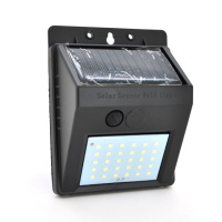 Уличный фонарь с сумеречным датчиком c cолнечной панелью, крепление на стену  30LED, Black