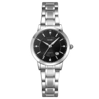 Жіночий годинник Skmei 1819SIBK Silver-Black у класичному стилі зі сріблястим браслетом та чорним циферблатом