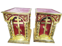 Підставка з різьбленням, золочено-вишнева № 610