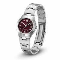 Жіночий годинник Casio LTP-1241D-4A2 — класична модель зі сталевим браслетом та бордовим циферблатом