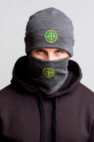 Комплект (шапка+бафф) Stone Island серый