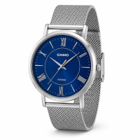 Чоловічий годинник Casio MTP-B110M-2A Classic з синім циферблатом та сталевим браслетом