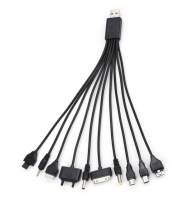 USB кабель із перехідниками 10 в 1, 0,2м, Black, ОЕМ Q500