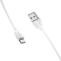 Кабель BOROFONE BX19 USB to Micro 2.4A, 1m, PVC, TPE connectors, White (6931474701787)