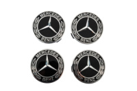 Колпачки на диски 71/75 мм без кольца (набор 4 шт, черные V5) для Mercedes-Benz