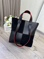 Большая женская сумка шопер формат А-4 с замшевыми вставками Черная