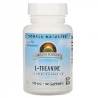 Теанин 200мг, Serene Science, Source Naturals, 60 капсул