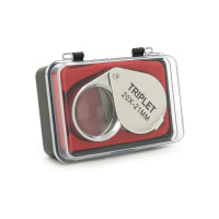Лупа ручная TRIPLET 20X-21mm, складная (брелок), металл-стекло, пластиковая коробка. 42*24*18mm.