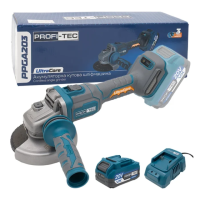 Потужна акумуляторна кутова шліфувальна машина PROFI-TEC PPGA203 UltraCore (20В 4а і зарядка)