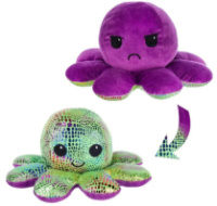 Мягкая игрушка Осьминожка – перевертыш ∙ Двусторонний осьминог настроение 2 в 1 ∙ 20 x 20 x 10 см