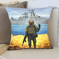 Подушка патриотическая 3D «Рyсский воєнний корабль йди ...» 2692_D 12677 35х35 см
