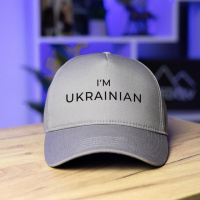 Кепка Pobedov Trucker Cotton - I'm Ukrainian наклейка чорна Сірий