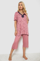 Піжама жіноча з принтом, колір пудровий, 243R7024