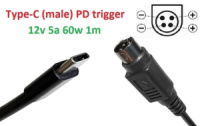 Переходник на 12v (max 5a, 60w) 4pin RP (Kycon) 1m з USB Type-C (male) Power Delivery PD тригер (A class) 1 день гар.